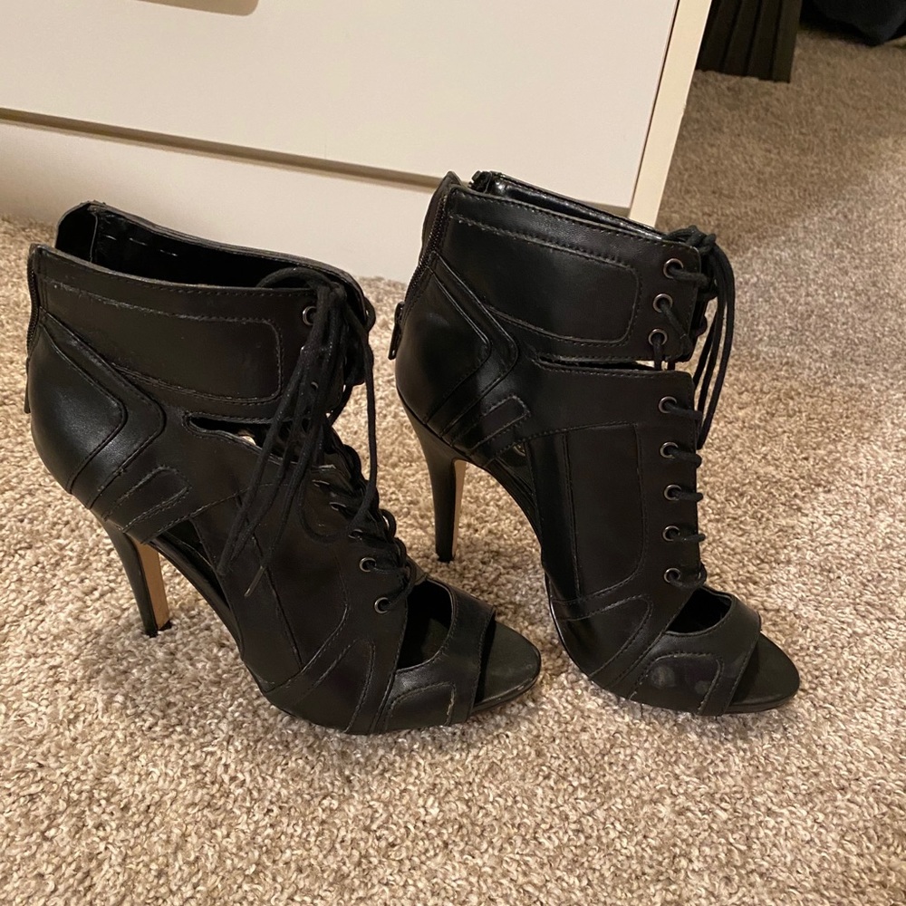 Lace up, leather heels